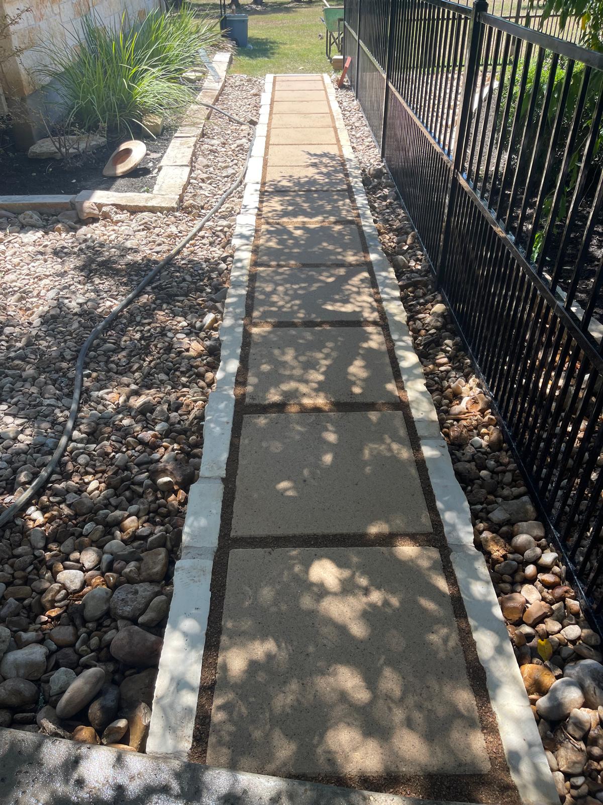 Paver Walkway with River Rock