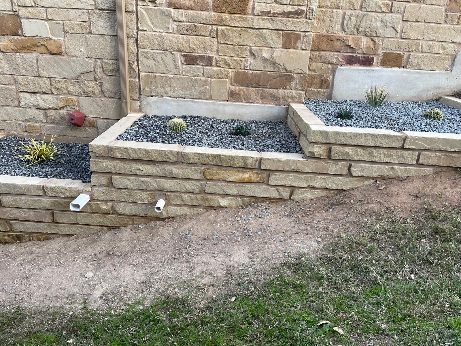 Stacked Stone Planter Wall